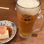 Nihon Ryouri Tanaka Hittsumian - 生ビールセットの冷奴