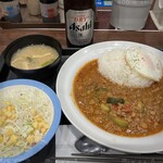 Matsuya - ガパオライス定食＆サラダ＆瓶ビール　1060円