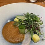 luogo - 鮮魚(カンパチ、真鯵) ガスパチョ　マンゴー