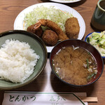 とんかつ喜多八 - ミックスフライ定食　1,500円