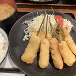 串かつ でんがな - 串カツA定食（7品）¥780