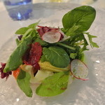シェ・モンピエール - 一見ただのグリーンサラダの様だが…その下には、軽くソテーされたお野菜の数々！