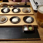 Yamaimo No Ooi Ryouri Ten - お通し（3種のとろろ）と、自然薯ビール
