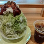 Keys Cafe - 抹茶&餡780円(白玉ナシなので50円引)･珈琲