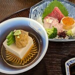 Karuizawa Japanese cuisine Oshima - お造りと胡麻豆腐