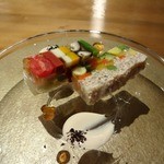 六雁 - 煮こごり　鶏そぼろと夏野菜　野菜十種