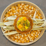 セリュー - ランチコース 9680円 の北海道 北海縞海老 玉蜀黍 柚子胡椒