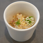 セリュー - ランチコース 9680円 のブルターニュ 蕎麦 パンチェッタ