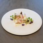 セリュー - ランチコース 9680円 の長崎 縞鯵 ヨーグルト 林檎