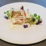 セリュー - ランチコース 9680円 の長崎 縞鯵 ヨーグルト 林檎