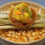 セリュー - ランチコース 9680円 の北海道 北海縞海老 玉蜀黍 柚子胡椒