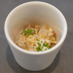 セリュー - ランチコース 9680円 のブルターニュ 蕎麦 パンチェッタ