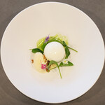 セリュー - ランチコース 9680円 のフリュイルージュ ルッコラ フロマージュブラン