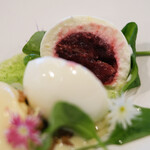 セリュー - ランチコース 9680円 のフリュイルージュ ルッコラ フロマージュブラン