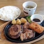 ステーキのどん - 日替わり(月) 999円 - ハンバーグ(130g) , ポークグリル , カニクリームコロッケ