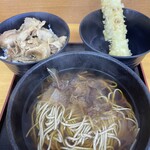 Akamatsu - あかまつセット 注文は冷やそば、肉丼、磯辺天(150円）⇒ちくわ天(100円)