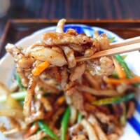 白碗竹快樓 赤坂店 - 豚肉とニンニクの芽 じゃがいもの黒胡椒炒め定食