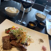 TEPPANYAKI 10 SHIBUYA - 「特選フィレステーキ」と「〆の一品」と「本日のお出汁」と「Navigator California Cabernet Sauvignon」