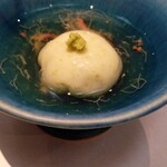 無庵 - 豆乳枝豆茶巾蒸し かに餡 山葵