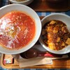 분푸쿠 차가마 - トマトとチーズらーめん、ミニマーボー丼(Cセット)、フーセンガムはサービスで付いてきます
