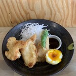 Kashiwa - とり天、ししとう、半熟卵の天ぷら等('23/08/17)