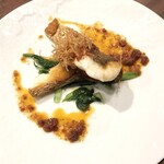 Poale of red sea bream with chorizo sauce