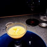 malca - とうもろこしの冷製スープ。3回目ながらむしろ3回いただけた幸せ(*^^*)♡  飽きるどころかすごく美味しくてまた4回目もいただきたいくらいだわ〜