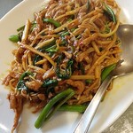 芙蓉菜館 - 空心菜・エノキ茸・牛肉ミソ辛味炒め