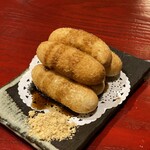 Sekkai Ishi Marudorinabe - お餅あげたやつに黒蜜きな粉をまぶしたようなデザート！食べやすぐ美味しかったけどお腹いっぱい