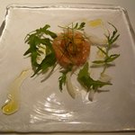 タニーチャ - 前菜（燻製の甘エビの上にウニ＆ルーコラ）(2013.9)