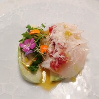 プレスキル - シマアジと水ナス シェリービネガーと野菜のコンディマン