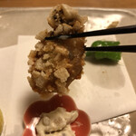 ななせ - 牡蠣のおかき揚げ　いぶりがっこタルタル