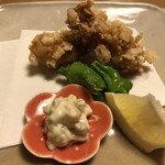 ななせ - 牡蠣のおかき揚げ　シシトウの素揚げ　いぶりがっこタルタル