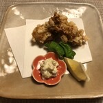 ななせ - 牡蠣のおかき揚げ　シシトウの素揚げ　いぶりがっこタルタル