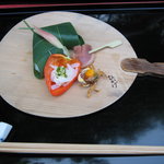 葉山 日影茶屋 - 日影茶屋　前菜（青利いかうるか和え、合鴨もろ味漬）