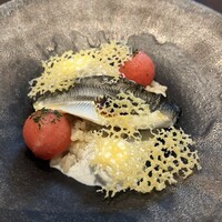 ル ジャルダン グルマン - 高津川の鮎｡内臓も使ってあると思われるソースのほのかな苦みとコクと焼きチーズの調和