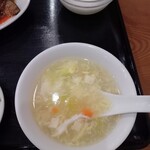 四川料理 海峰 麻婆豆腐 - かきたまスープ、デザート