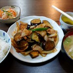 ひろもと食堂 - 茄子の味噌炒め定食