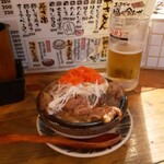 Yakitori Nishidaya - 牛すじ豆腐と飲みかけ生ビール小