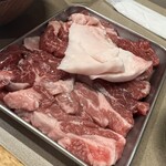 ジンギスカン楽太郎 - 最初のセット肉。油。