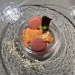 蕩 - 赤すぐりムースとカシスのソルベ　スイカのグラニテ