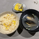 蕩 - とうもろこしご飯　ムール貝のお椀