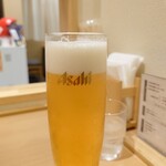 Wafuu Hoiko Rosemmon Tendashiya - アサヒ生ビール  (通称 マルエフ)、390円。