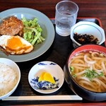 Tossaka Udon - 日替り定食(かけうどん、煮込みハンバーグ)