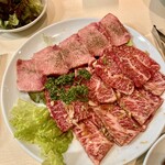 昌慶苑 - 上焼肉盛合せ（上タン塩、カイノミ、上カルビ）