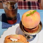 Petika sukemasacoffee - ■まるごと白桃タルト
                ■ロールケーキ[桃]
                ■ジンジャエール辛口