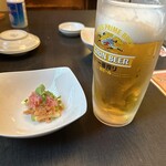 Mendori - お通し&ビール