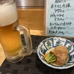 味の店 スズラン - お通しとビール