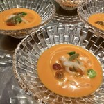 Bistro Nid d'Oiseau - トマト冷製スープ　オクラとトマトのコンポート添え