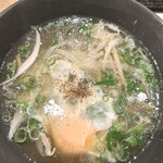 炭火焼肉 ホルモン たんたん - 生たまごとスープ